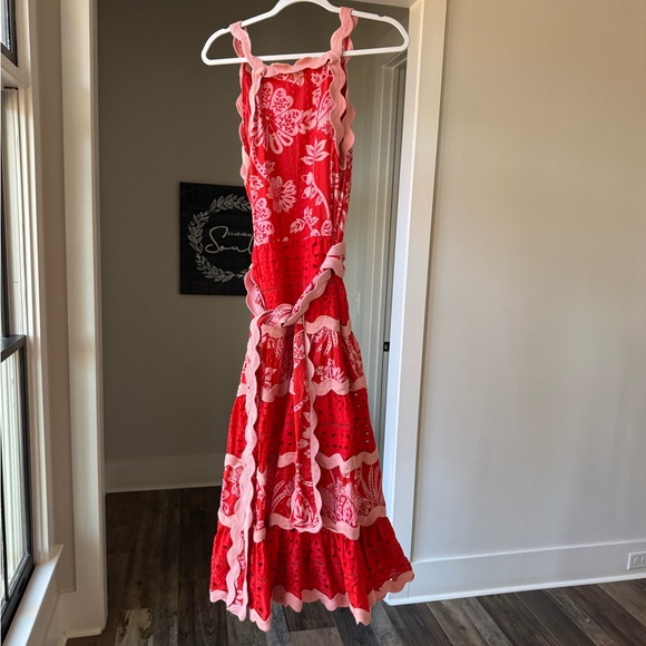 Farm Rio Dresses | Nwt Farm Rio Flowerful Birds Red Mix Maxi Dress-M - Picture 7 of 9